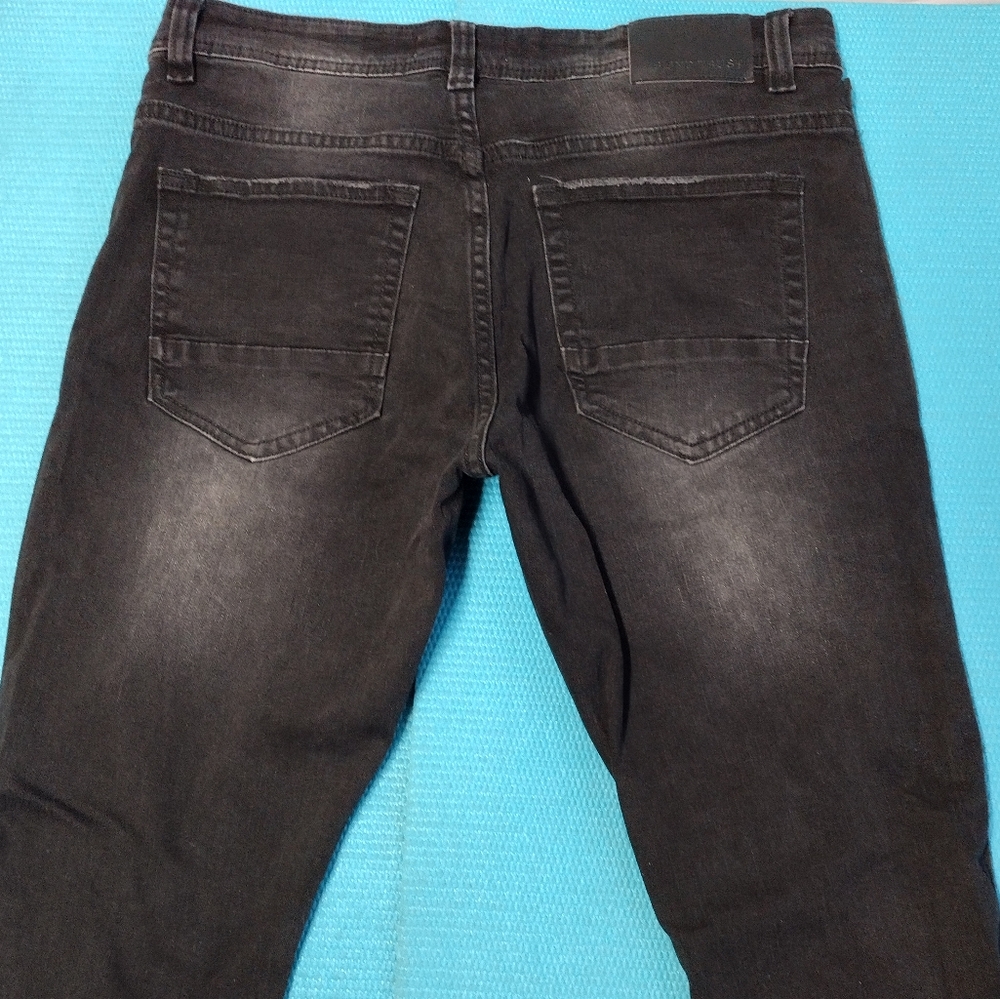 Blind Trust Mens Black Ripped Jeans Purple Stripe Paint Splatter Size 34 X32 - Picture 7 of 8